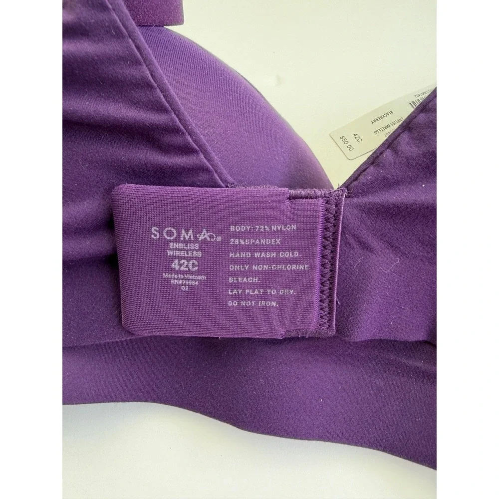 SOMA Smooth Blackberry 42C Enbliss Wireless Bra -‎ Pure Comfort Major Support